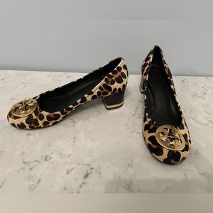 Tory Burch Leopard Block Heel Pumps Size 8